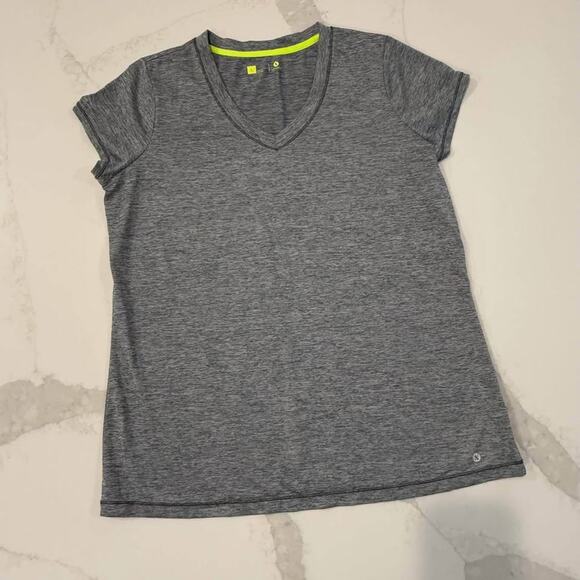 Xersion Gray Performance Wear Activewear Workout Short Sleeve Top Womens Large - Picture 1 of 5